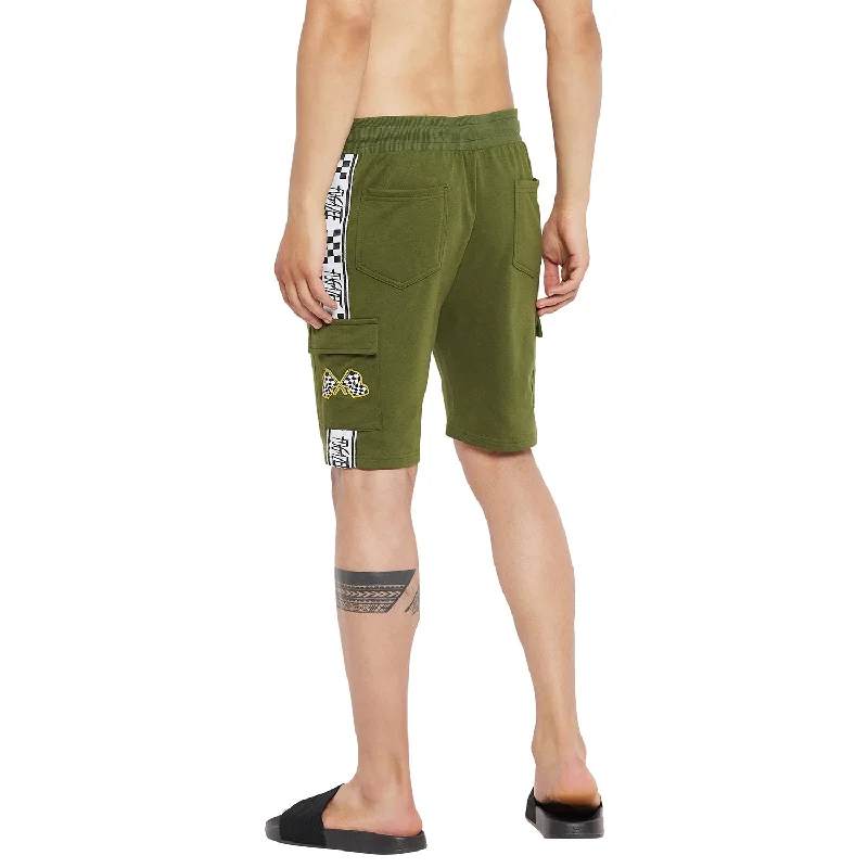 Olive Taped Patch Shorts