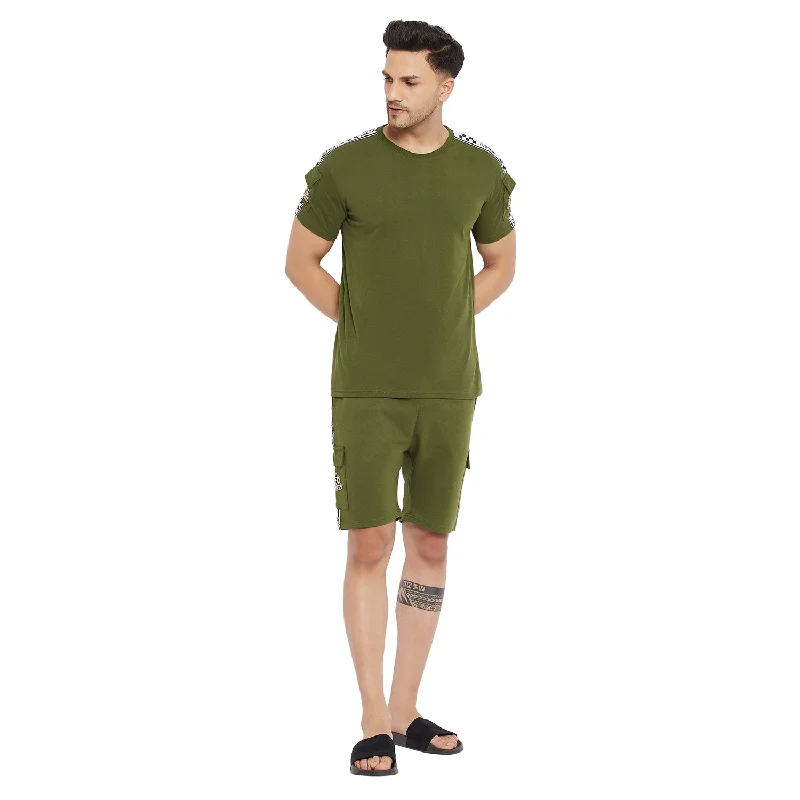 Olive Taped Patch Shorts