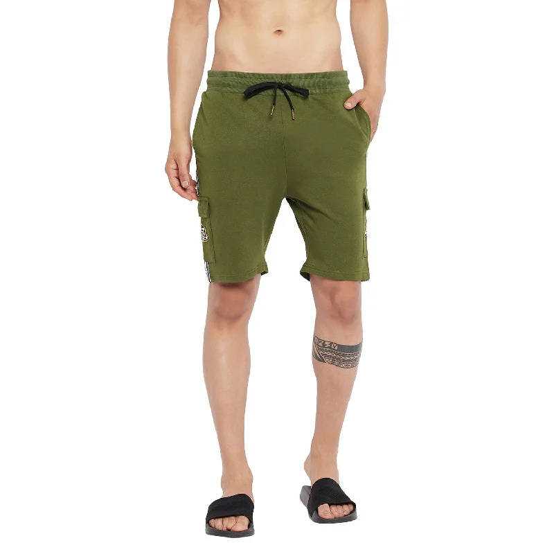 Olive Taped Patch Shorts