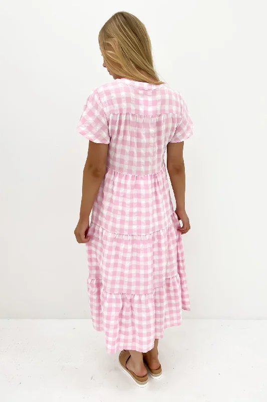 Owen Midi Dress Pink Gingham