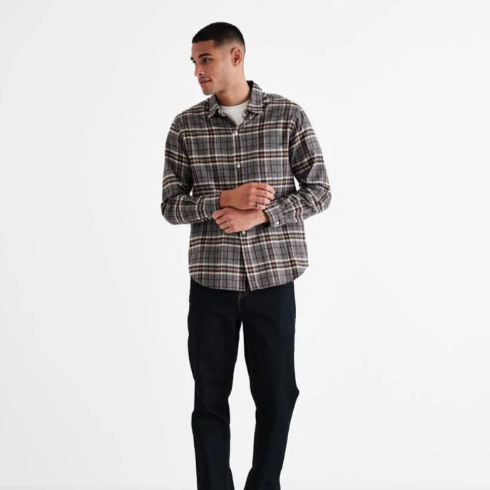 Oz Shirt Brushed Cotton Check (Ecru + Camel)