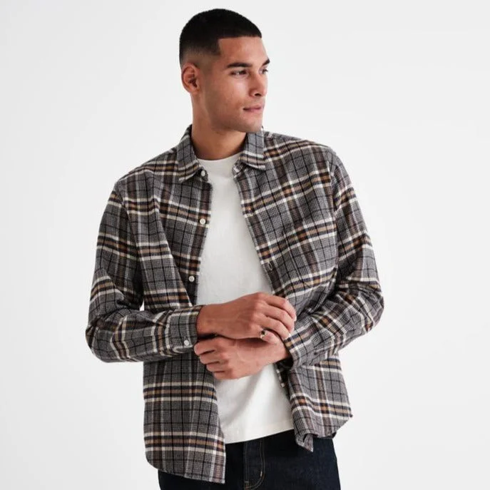 Oz Shirt Brushed Cotton Check (Ecru + Camel)