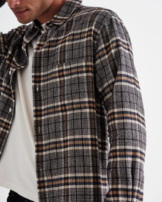 Oz Shirt Brushed Cotton Check (Ecru + Camel)