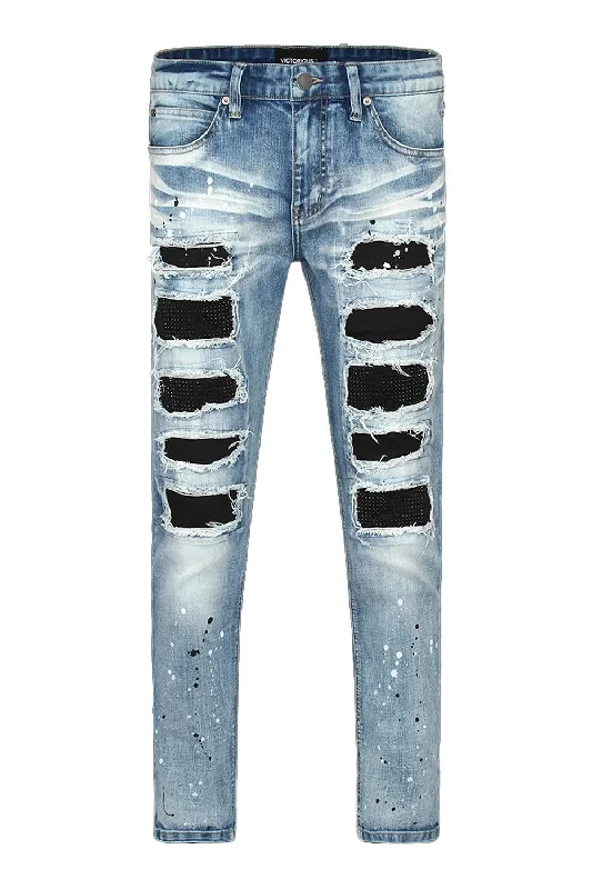 Paint Splatter Rhinestone Denim Jeans