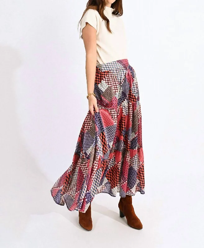 Patterned Woven Skirt In Rust Paige