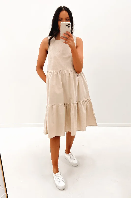 Peyton Midi Dress Beige