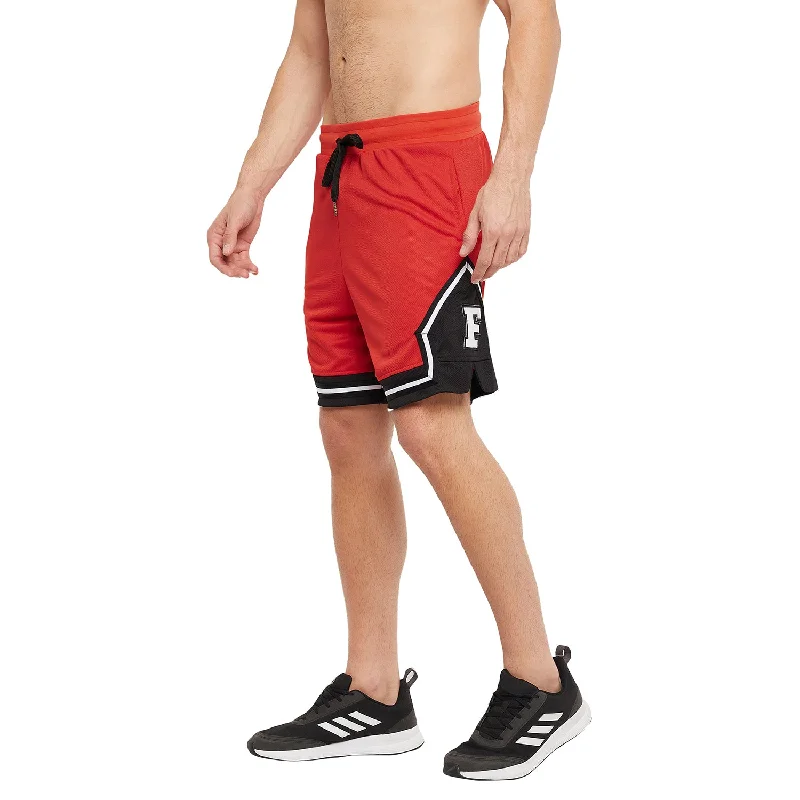 Red Patched Basketball Shorts