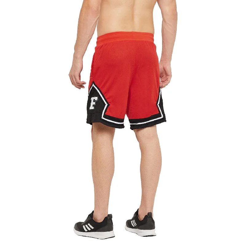 Red Patched Basketball Shorts