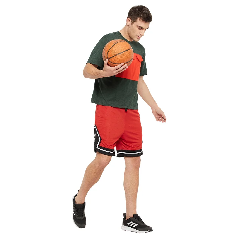 Red Patched Basketball Shorts