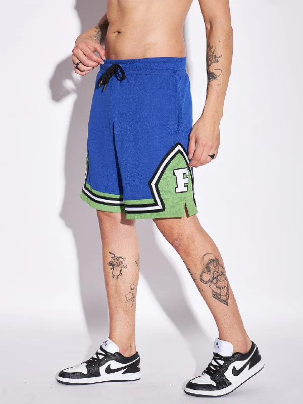 Royal Blue Patched Basketball Shorts