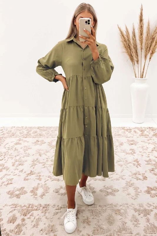 Sadey Midi Dress Khaki