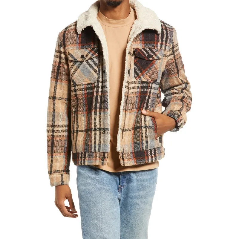 Sherpa-lined Wool-blend Trucker Jacket (Plaid)