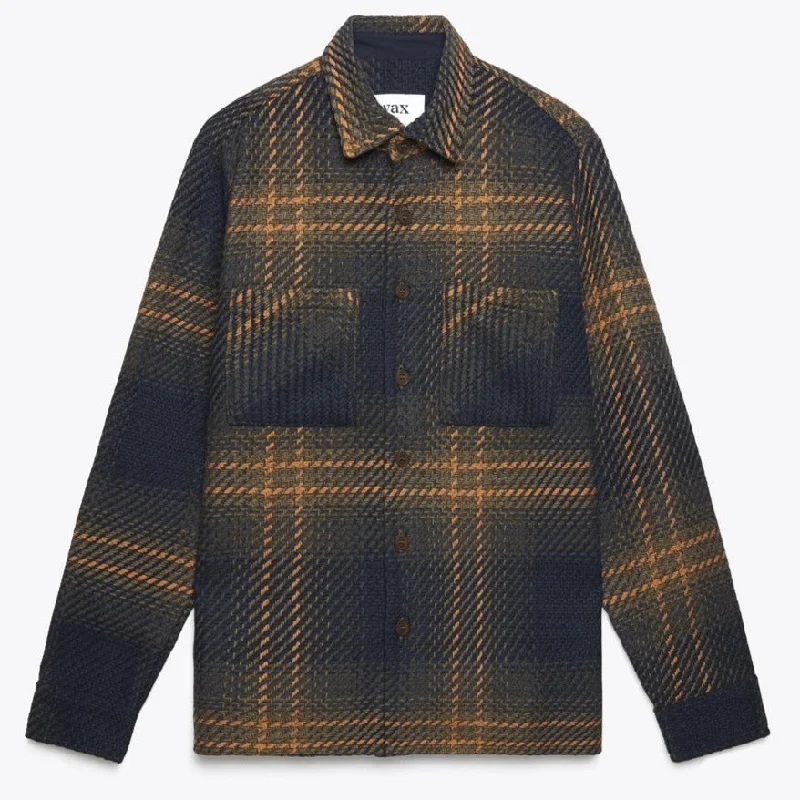 Whiting Overshirt Ombre Giant Windowpane (Navy + Khaki)