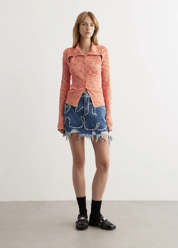 Miako Wave Denim Mini Skirt