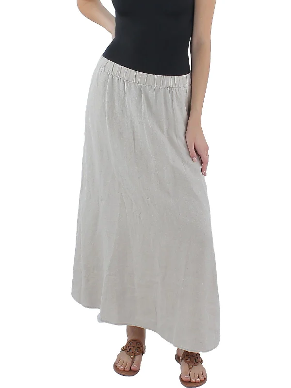 Womens Organic Linen Pockets Maxi Skirt