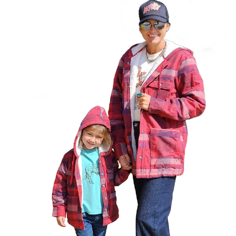 Unisex Wrangler Sherpa Lined Flannel Hooded Shacket