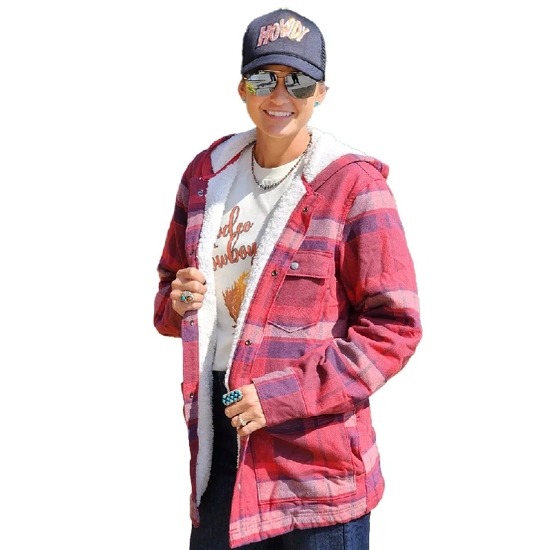 Unisex Wrangler Sherpa Lined Flannel Hooded Shacket