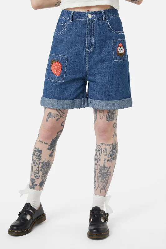 Berry Kitty Denim Shorts