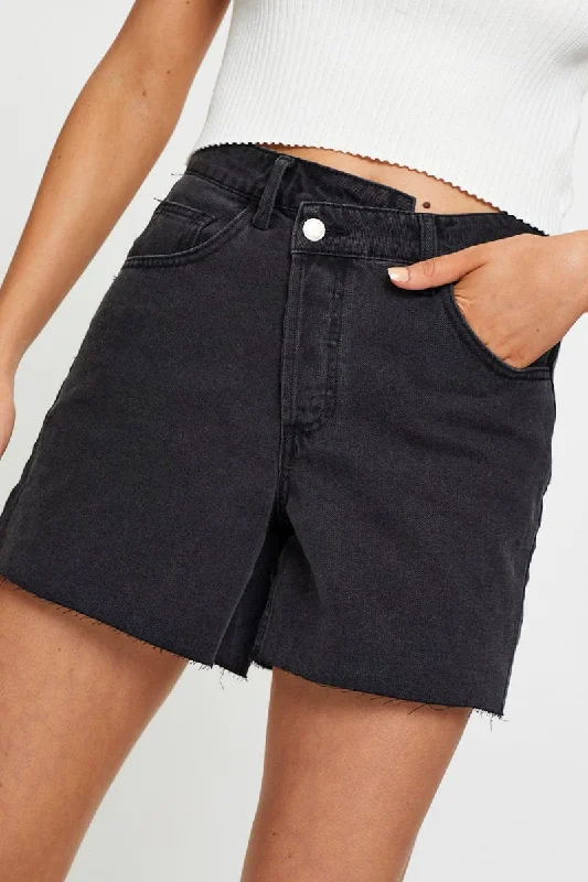 black-high-rise-asymmetric-denim-shorts-ds11860-80b