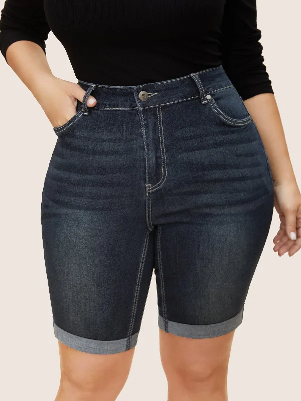 dark-wash-zipper-fly-roll-hem-denim-shorts