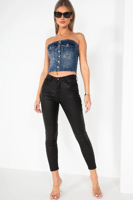 Debbie Black Wax High Waist Jeans