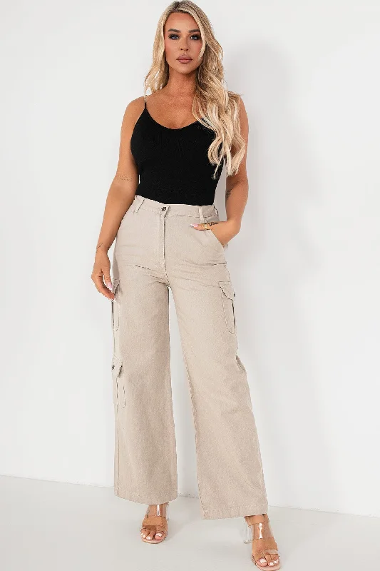 Elaina Stone Denim Cargo Trousers