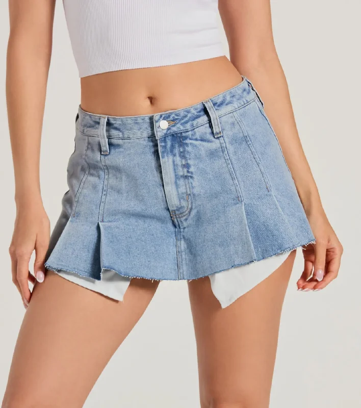 flirty-pick-mid-rise-pleated-denim-skort-066030391140