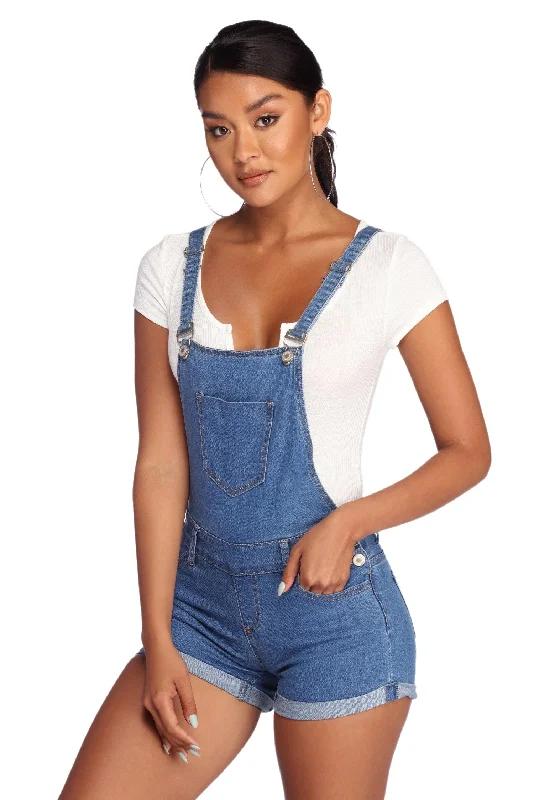 Girl Next Door Cuffed Overalls