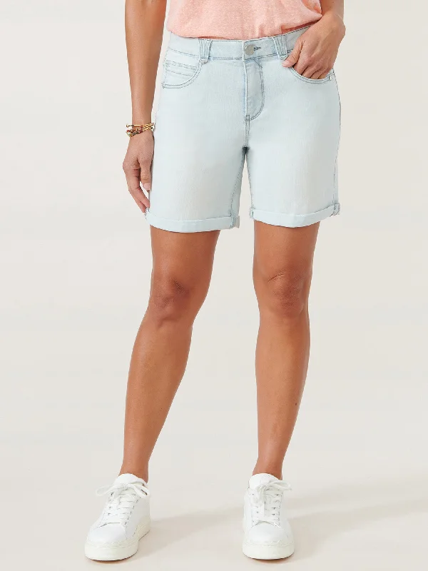 ""Ab""solution® High Rise 7"" Inseam Powder Blue Denim Shorts