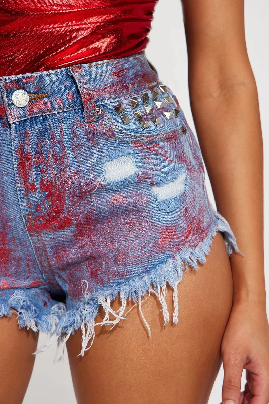 in-a-flash-foil-cut-off-denim-shorts-red