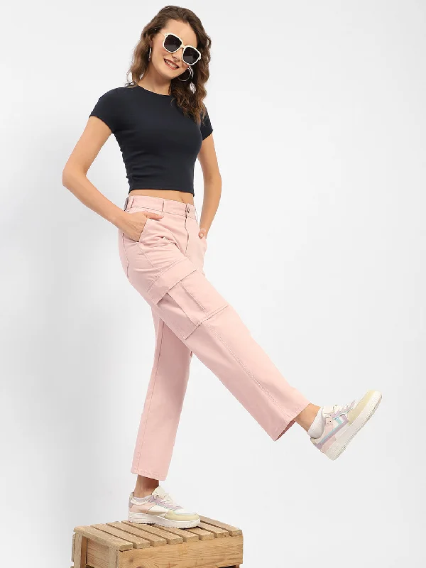 Madame Solid Pink Cargo Jeans