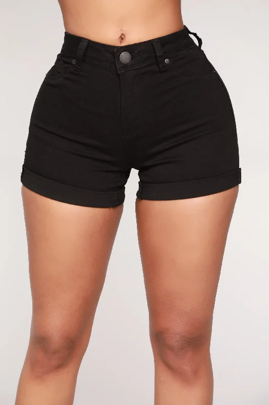 No Muffin Top Denim Shorts - Black