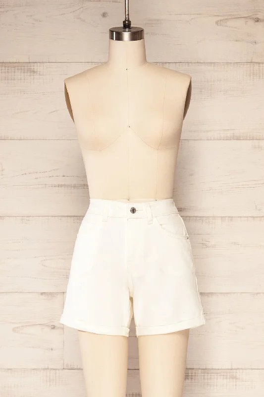 Park Ivory | High-Waisted Denim Shorts