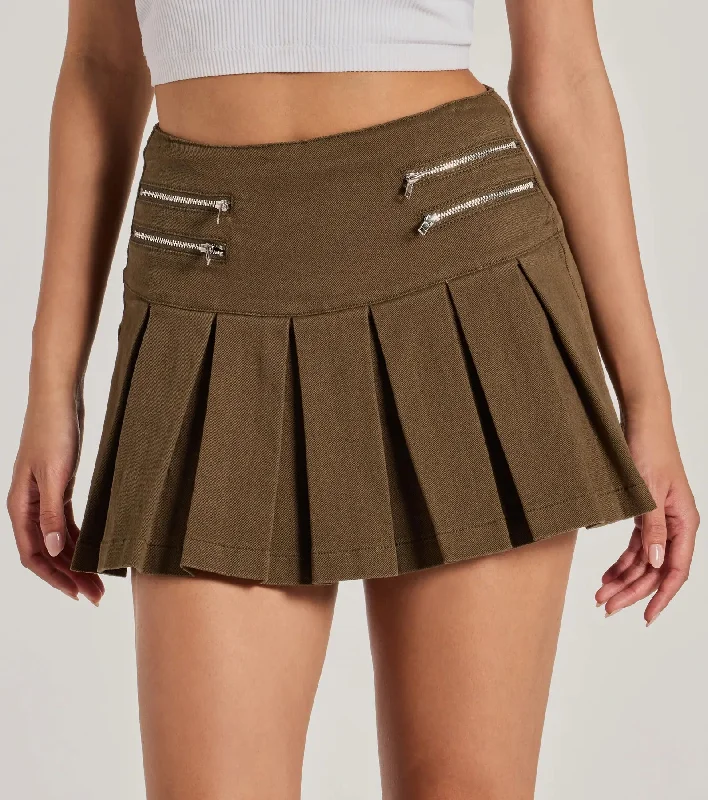 practical-charm-high-rise-zipper-pleated-denim-skort-063030270052